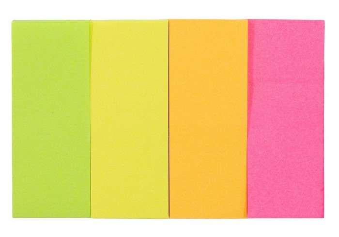 Закладки бумажные с клеевым краем, 20х50 мм, 4 цвета по 40 листов, неон, Workmate