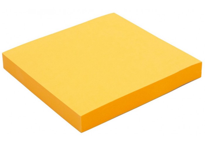 Бумага для заметок с липким краем 76х76 мм, неоново-оранжевый, 100 листов, Workmate