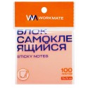 Бумага для заметок с липким краем 76х76 мм, неоново-розовый, 100 листов, Workmate