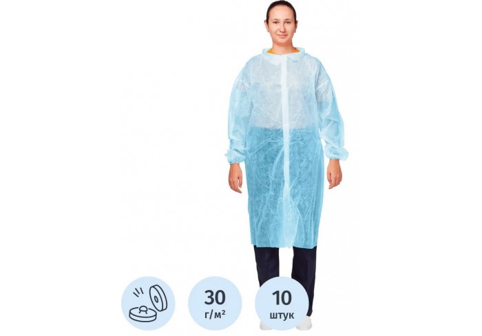 Халат на кнопках (30 гр) 4XL голубой (10 шт/упак)
