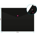 Папка-конверт на кнопке  A4 пластик 180мкр, черный, кнопка ассорти Бюрократ Black Opal BLPK803A4/1