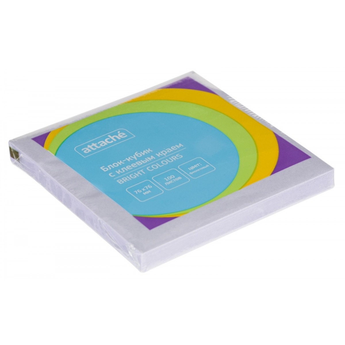 Бумага для заметок с клеев.краем 76х76 пастел.фиолетовый 100л ATTACHE Bright colours