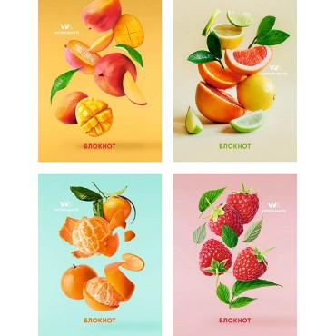 Блокнот А7 Workmate ФРУКТЫ 40 листов, на гребне