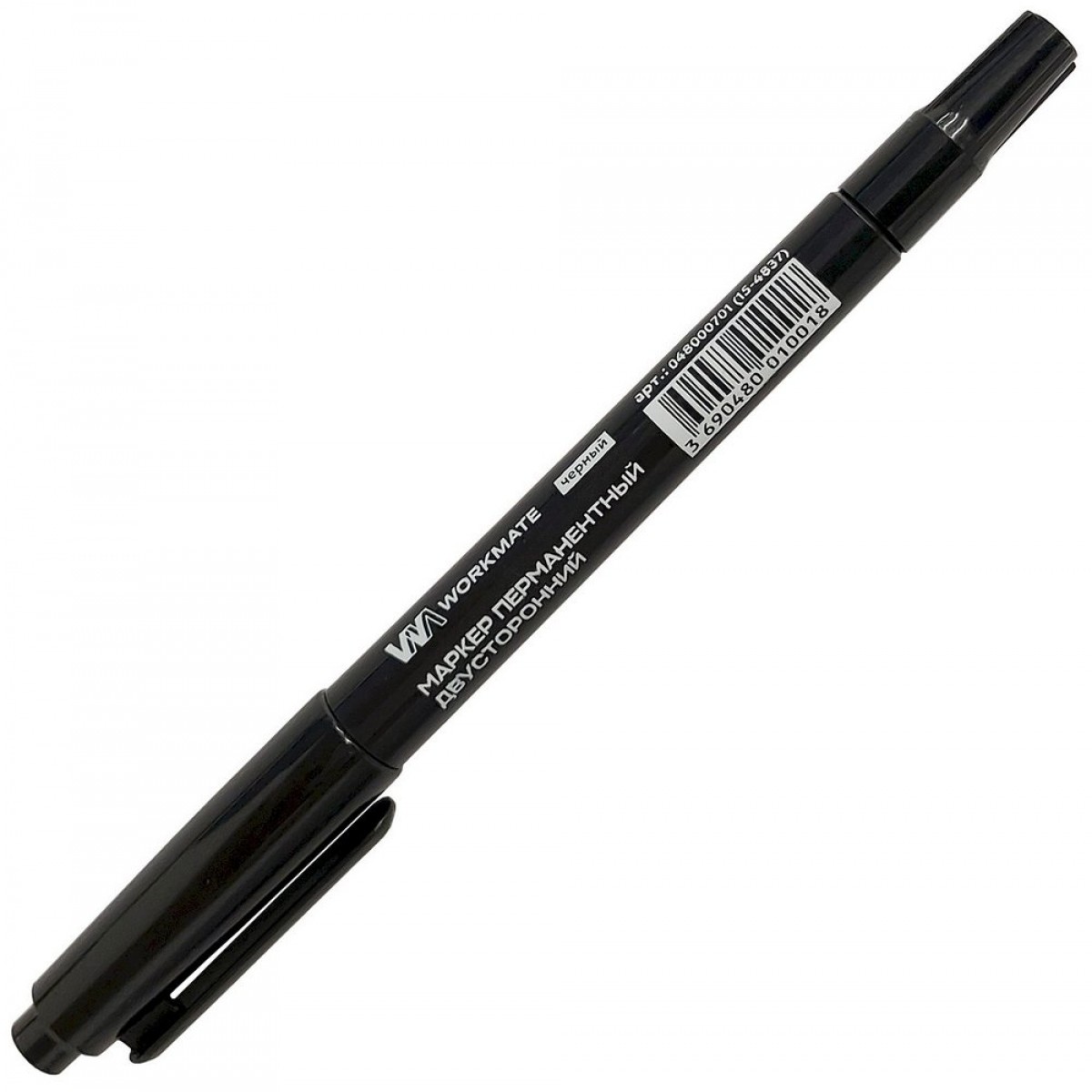 Маркер перманентный Workmate двухсторонний, толщина линии 0,5/1мм, черный