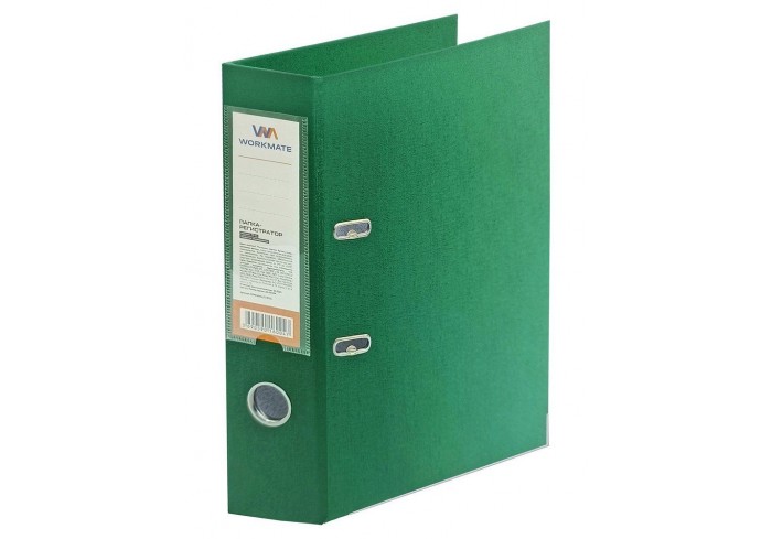 Папка-регистратор Workmate 75 мм, ПП двусторонний, зеленая, с металлической окантовкой, в разборе