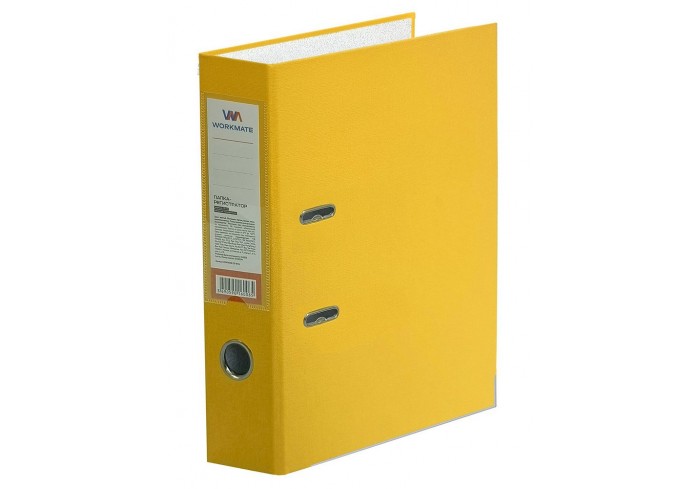 Папка-регистратор Workmate 50 мм, ПП, желтая, карман, с металлической окантовкой, в разборе