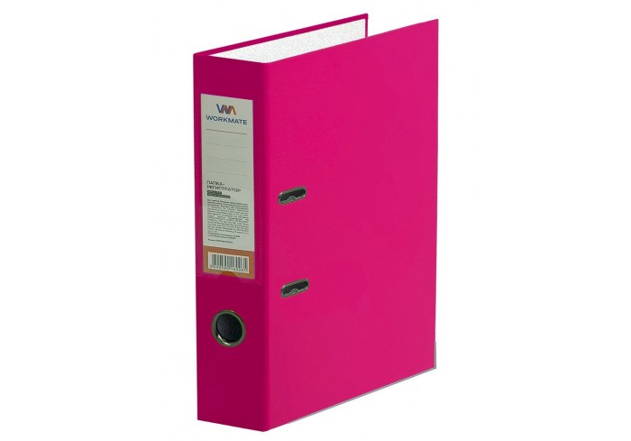 Папка-регистратор Workmate 75 мм, ПП, ярко-розовая, наварной карман с этикеткой, с металлической ока