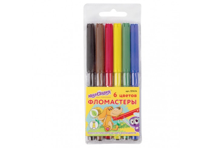 Фломастеры ЮНЛАНДИЯ 6 цветов, 