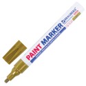 Маркер-краска лаковый (paint marker) 4 мм, ЗОЛОТОЙ, НИТРО-ОСНОВА, алюминиевый корпус, BRAUBERG