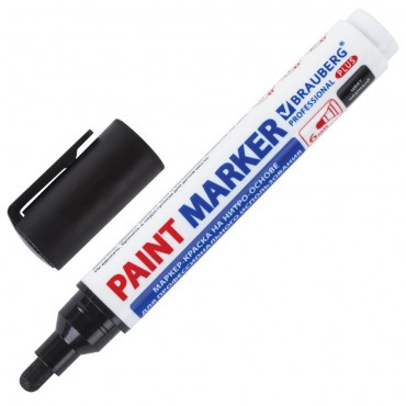 Маркер-краска лаковый (paint marker) 6 мм, ЧЕРНЫЙ, НИТРО-ОСНОВА, BRAUBERG PROFESSIONAL PLUS EXTRA,