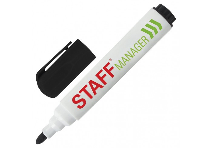 Маркер стираемый для белой доски ЧЕРНЫЙ, STAFF 