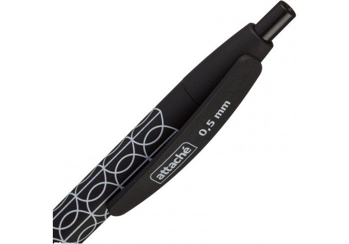 Ручка шарик.автомат. Attache Comfort черный корпус,softtouch, маслян.игольч.0,5 синий стержень 107мм