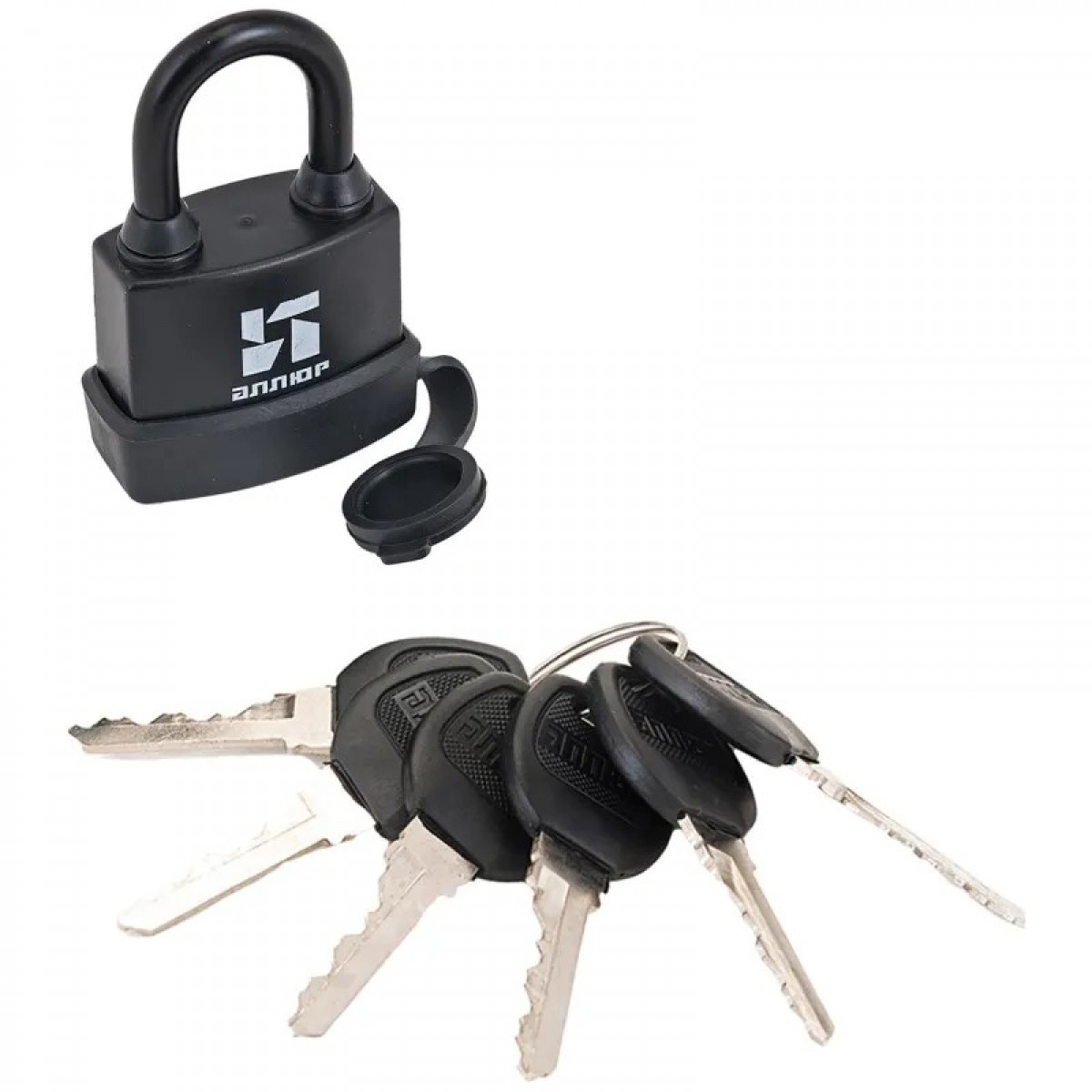 Замок навесной всепогодный УЗК Аллюр ВС1Ч-374П (47xd=6,5) чугун.механизм черный (6 ключей)