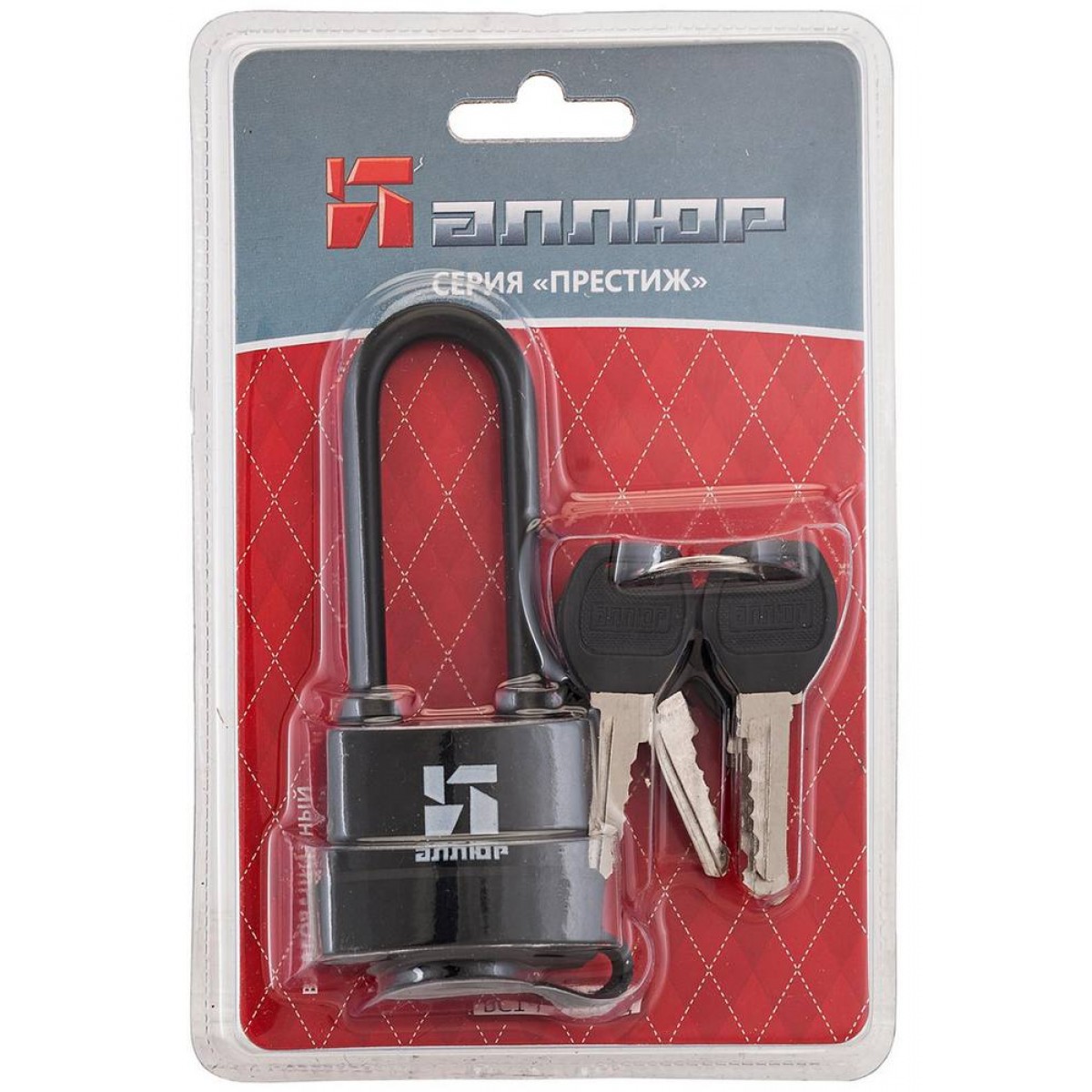 Замок навесной всепогодный УЗК Аллюр ВС1Ч-374ПД (46,5xd дужки 6,3x62), чугун.корпус, черный (6 ключе