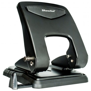 Дырокол макс.:55лист. металл черный/синий отв.:2 с линейкой  Silwerhof Vis