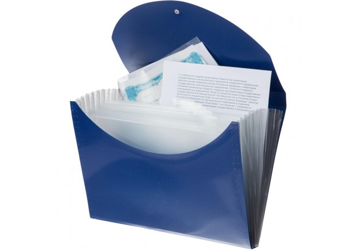 Папка Комус на резинке 12 отделений. А4, синий, 0,7мм