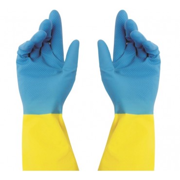 Перчатки хозяйственные BICOLOR арт. KHBIC2BY сине-желтые р.М