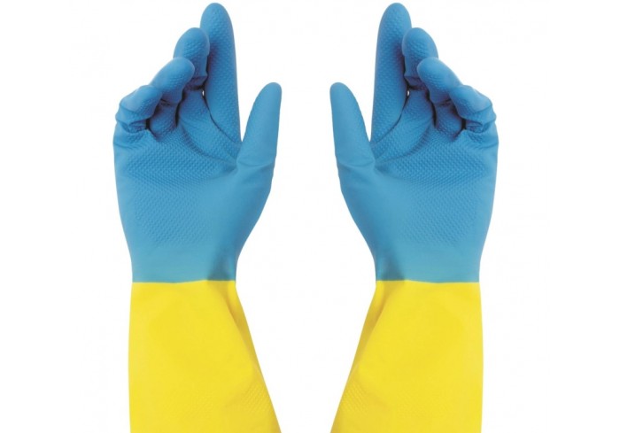 Перчатки хозяйственные BICOLOR арт. KHBIC2BY сине-желтые р.М
