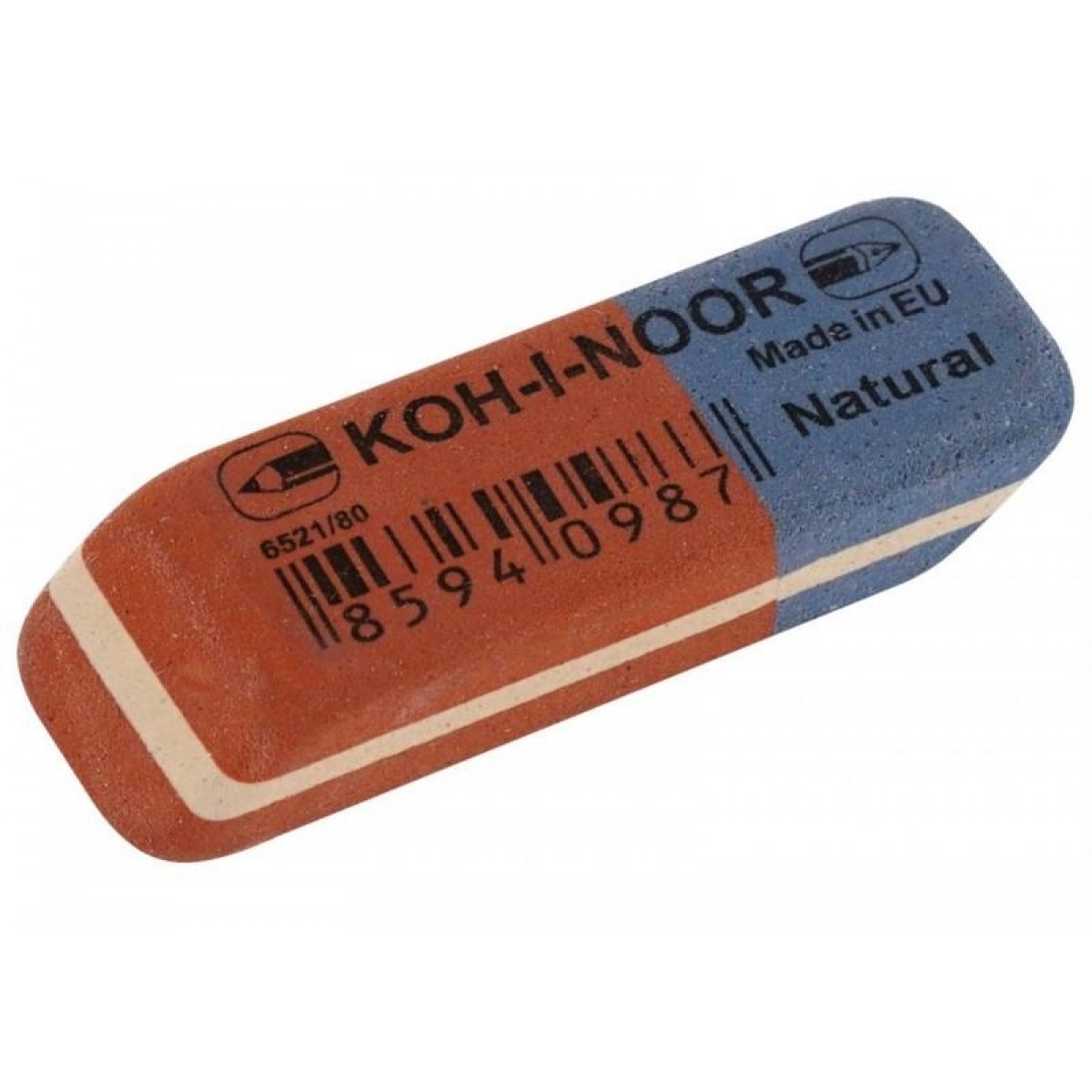 Ластик KOH-I-NOOR 6521/80, 41х14х8мм для графита и чернил сине-красный, Чехия