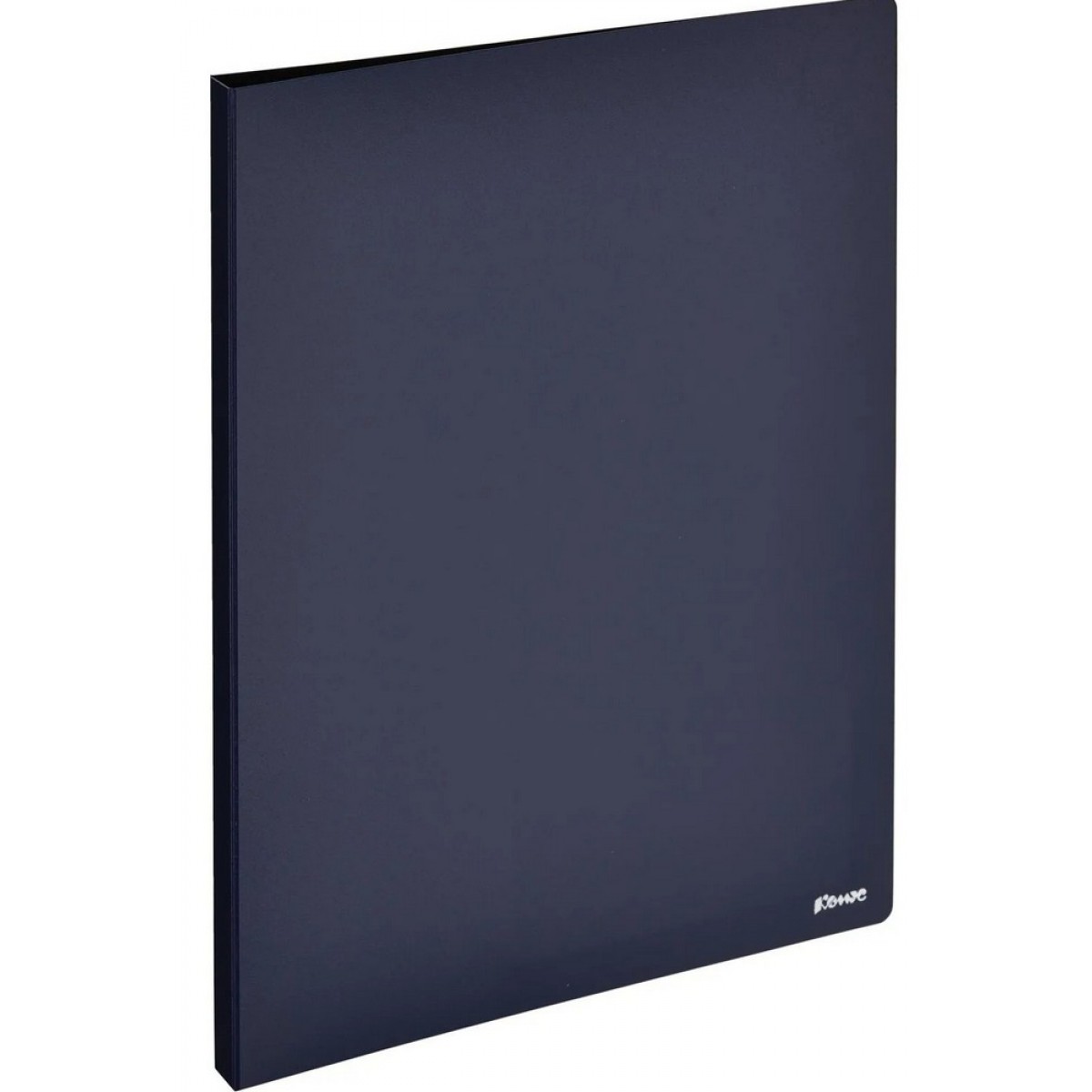 Папка с зажимом Комус темно-синяя, внутри с карманом для CD/визитки, пластик 0,8мм