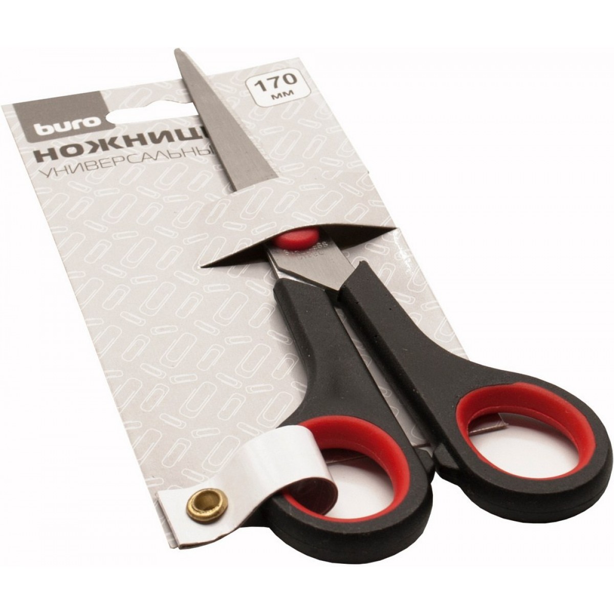 Ножницы Buro Smart универсальные 170мм ручки с резиновой вставкой черный/красный