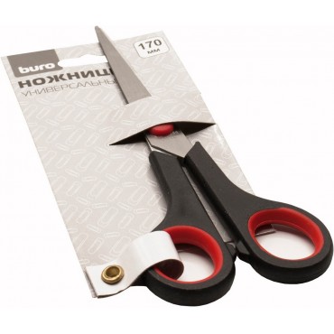 Ножницы Buro Smart универсальные 170мм ручки с резиновой вставкой черный/красный