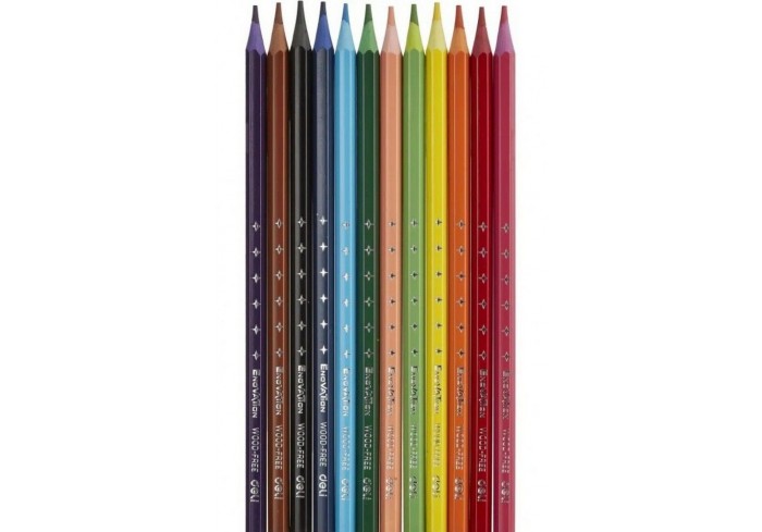 Карандаши цветные пластиковые 12 цветов Deli Enovation EC110-12 6-гран.