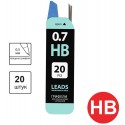 Грифели запасные 0,7 мм, HB, BRAUBERG,  20 шт., 