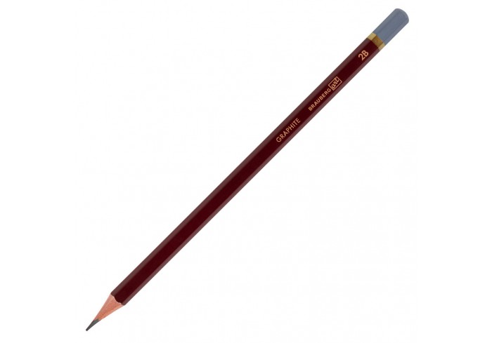 Карандаш чернографитный художественный 2B, 1 шт., BRAUBERG ART 