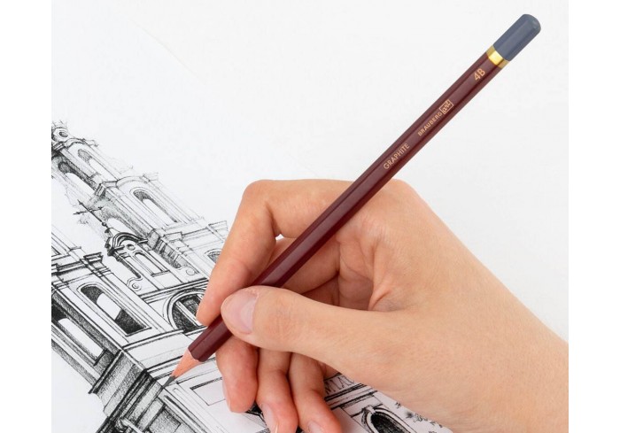 Карандаш чернографитный художественный 4B, 1 шт., BRAUBERG ART 