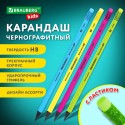 Карандаш чернографитный пластиковый BRAUBERG KIDS, 1 шт., HB, трехгранный, с ластиком,
