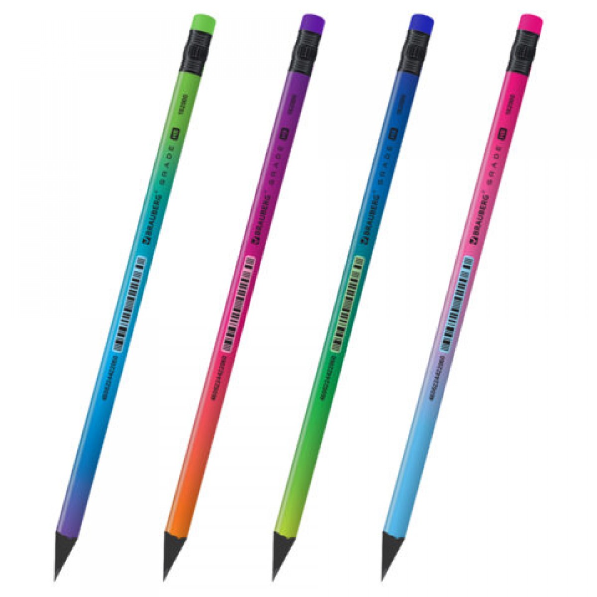 Карандаш чернографитный пластиковый с ластиком BRAUBERG 