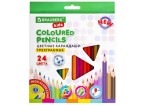 Карандаши цветные BRAUBERG KIDS NEW, 24 цвета, трехгранные, грифель 3 мм