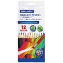 Карандаши цветные стираемые с ластиком BRAUBERG, 12 цветов, шестигранные