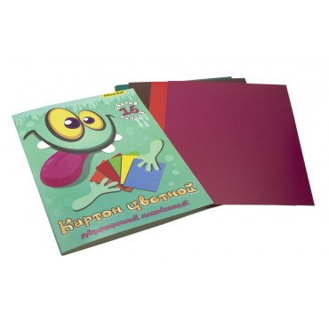 Картон цветной двусторонний мелованный 16л. 16цв. A4, Монстрики папка  Silwerhof