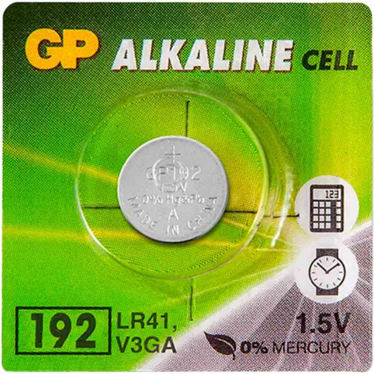 Батарейка GP Alkaline (отрывной блок), 192 (G3, LR41), алкалиновая, 1 шт., блистер