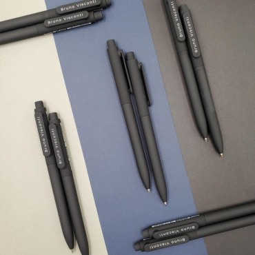 Ручка шариковая автомат. BrunoVisconti  SoftClick.Black 0.7мм синяя, 116мм