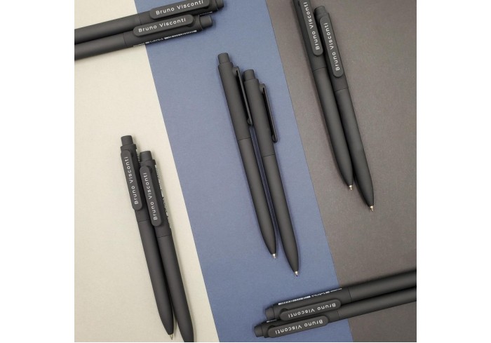 Ручка шариковая автомат. BrunoVisconti  SoftClick.Black 0.7мм синяя, 116мм