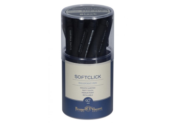 Ручка шариковая автомат. BrunoVisconti  SoftClick.Black 0.7мм синяя, 116мм