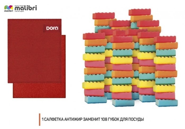 Салфетка хозяйственная антижир Dora 17х15см микрофибра