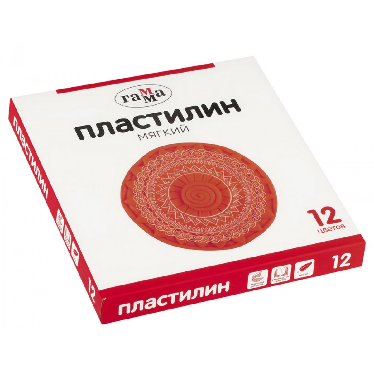 Пластилин Гамма, 12 цветов, 240г, со стеком, картон. упаковка