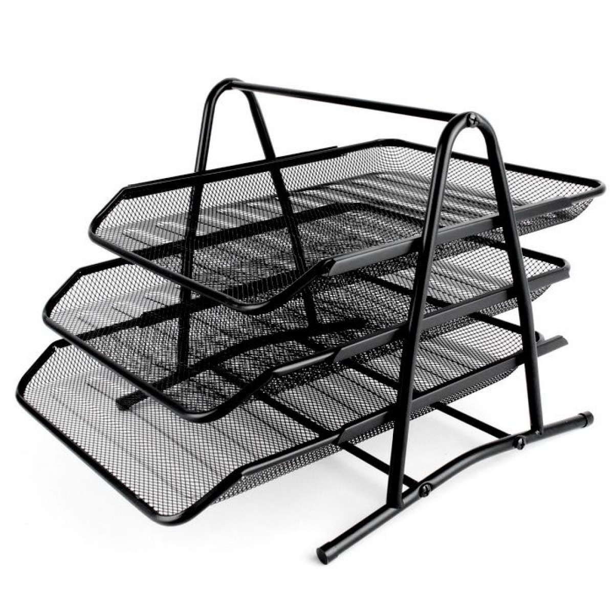 Лоток горизонтальный металлический для бумаг, 3 секции, А4 (267х355х295 мм), черный,