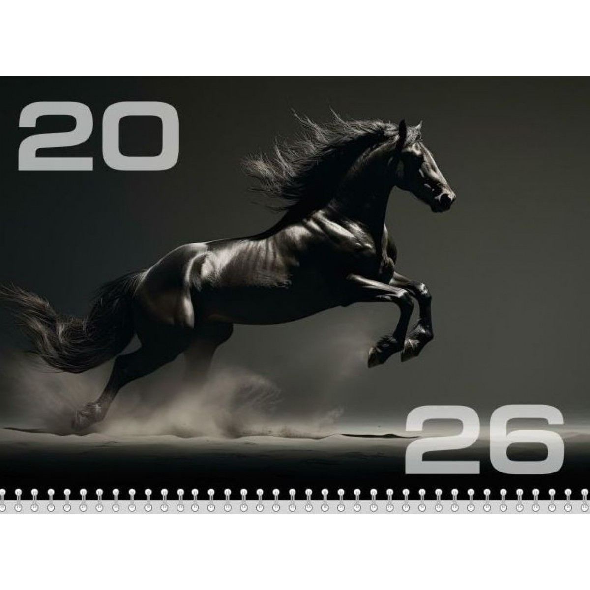 Календарь квартальный 2026 ЧЕРНАЯ ЛОШАДЬ, блок бум.мелов.80г/м2 2+0, курсор,