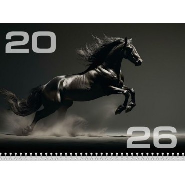 Календарь квартальный 2026 ЧЕРНАЯ ЛОШАДЬ, блок бум.мелов.80г/м2 2+0, курсор,