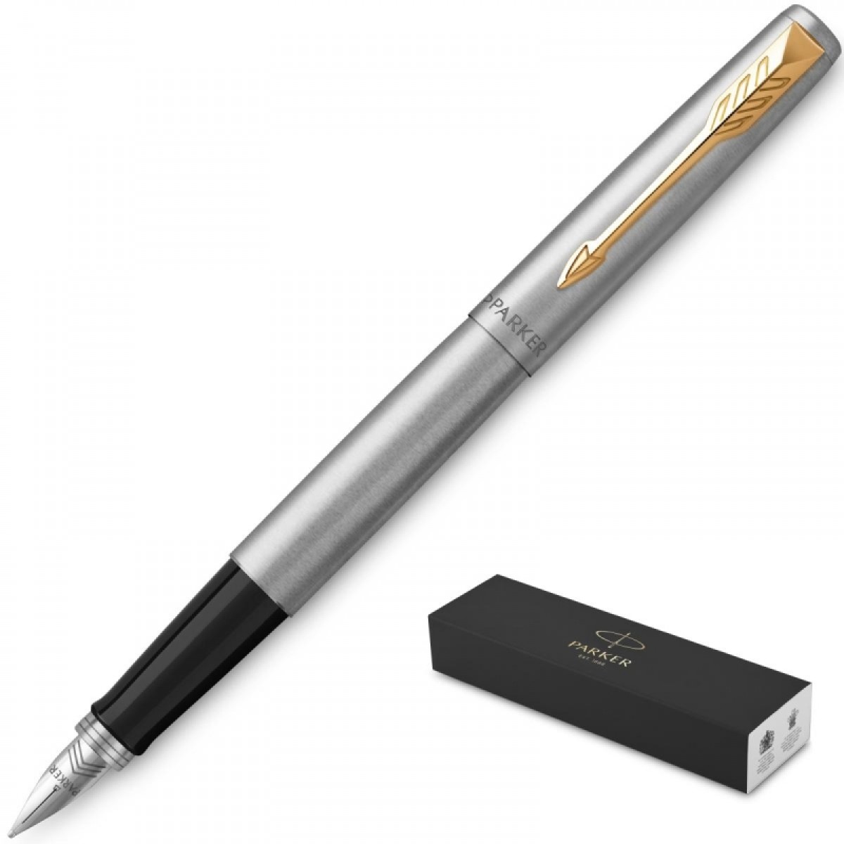 Ручка перьевая PARKER JOTTER STAINLESS STEEL GT, синий картр.1,0мм2030948 Франция