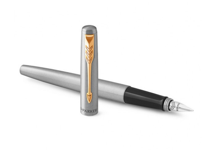 Ручка перьевая PARKER JOTTER STAINLESS STEEL GT, синий картр.1,0мм2030948 Франция