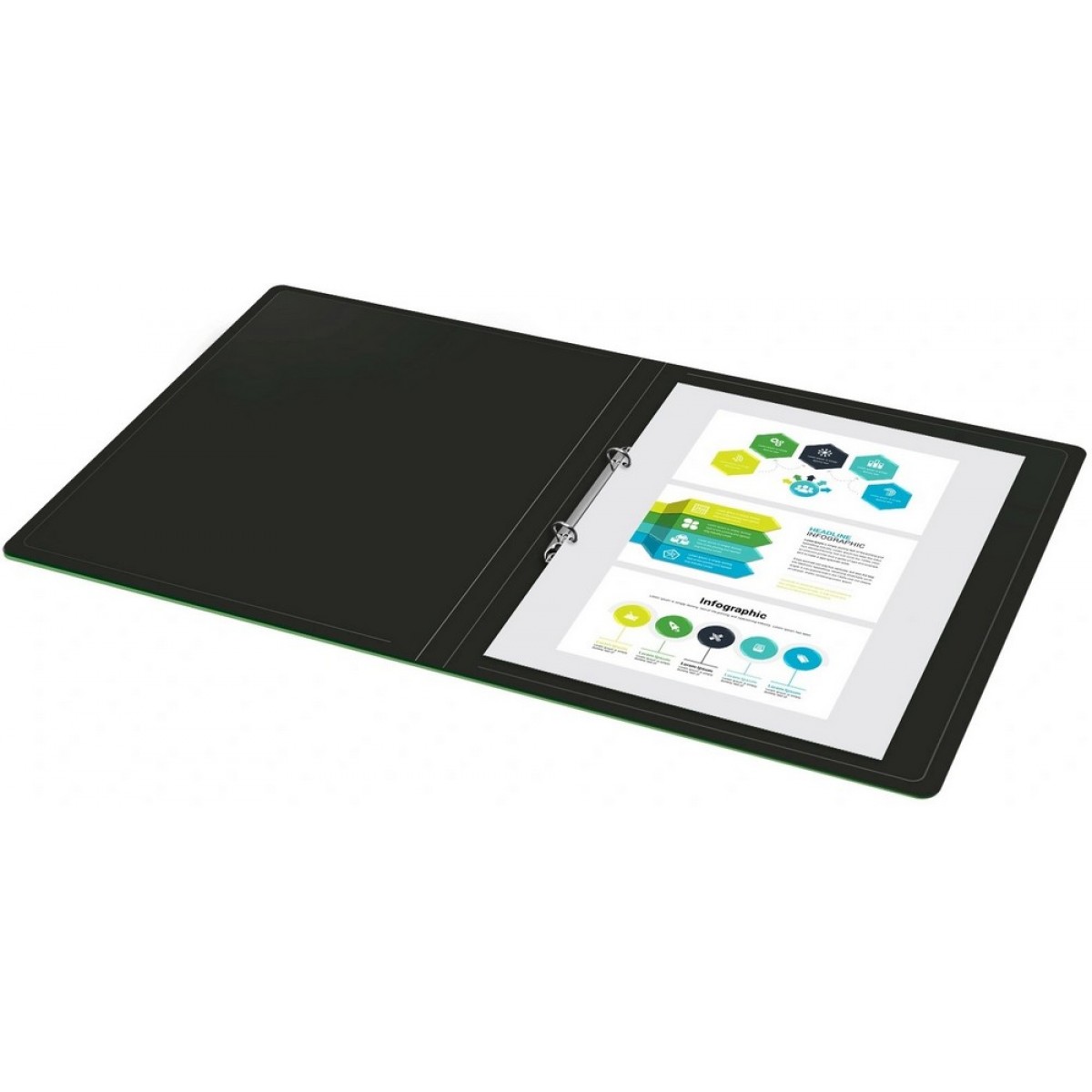 Папка на 2-х кольцах пластик 500мкр, корешок 18мм, черный Silwerhof Eco SE-0413/2RBLK A4