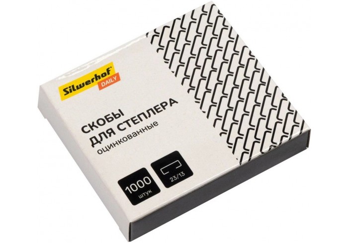 Скобы для степлера 23/13 Silwerhof Daily оцинкованные кор.карт. (упак.:1000шт.) 421015