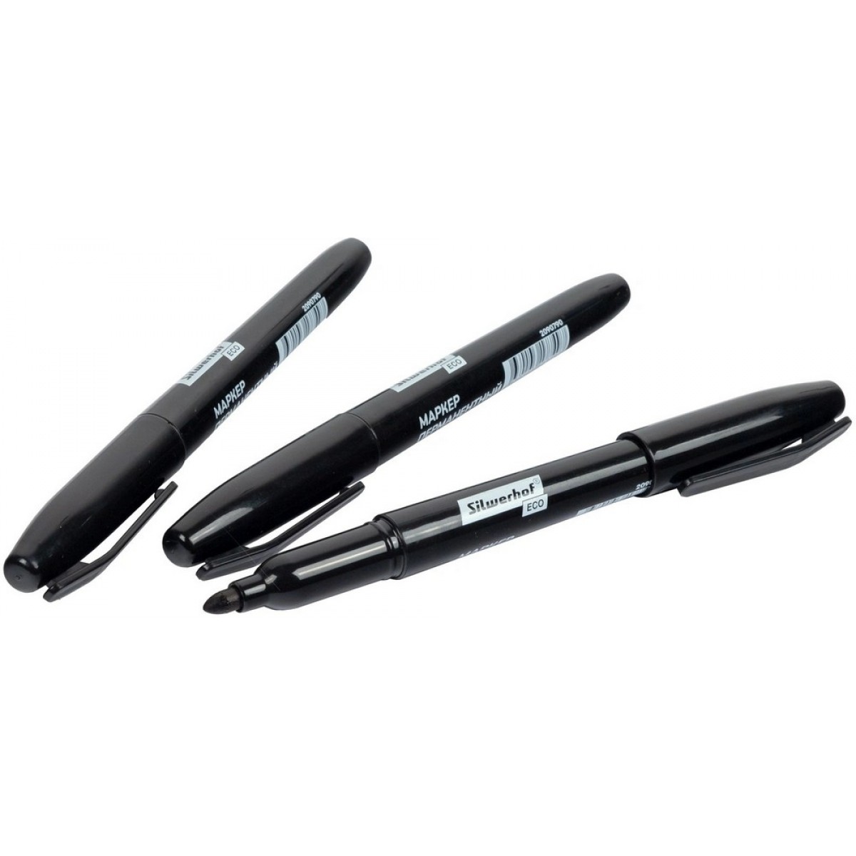 Маркер перманентный 1мм черный, пулевидный пиш. наконечник , Silwerhof Eco