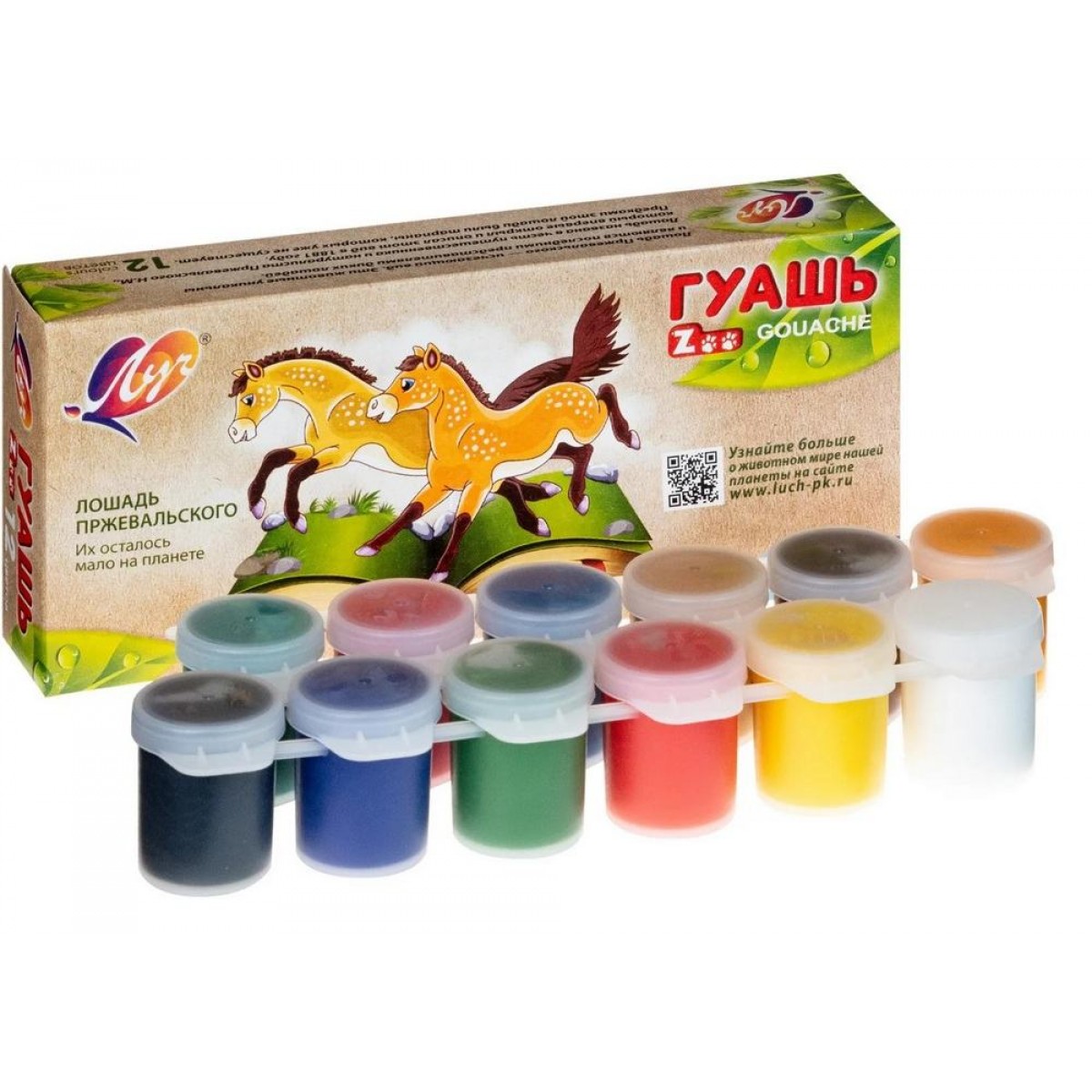 Гуашь 12цв. ZOO Луч, 15 мл,